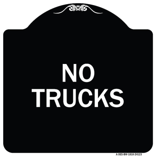 Driveway No Trucks Heavy-Gauge Aluminum Architectural Sign, 18" x 18", BW-1818-24123